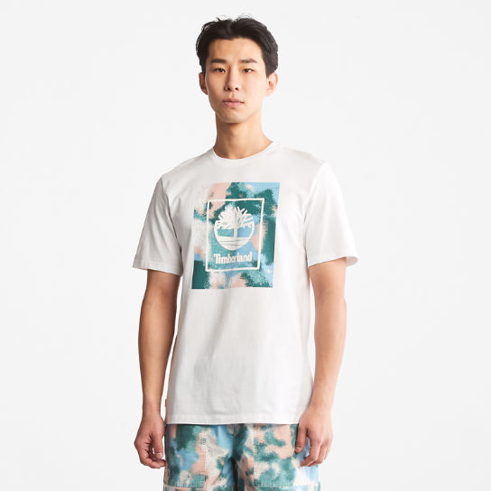 T-shirt da Uomo con Logo in Stile Storytelling in bianco | Timberland