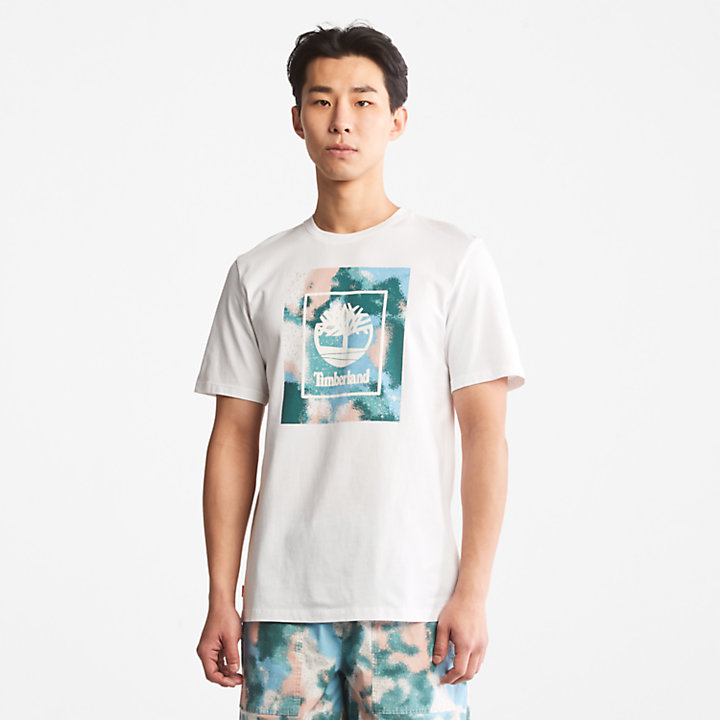 T-shirt da Uomo con Logo in Stile Storytelling in bianco-