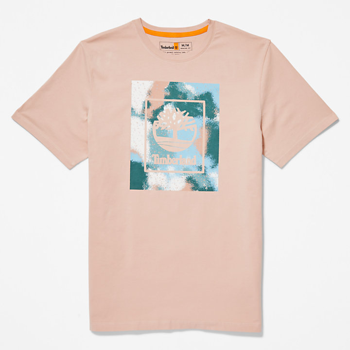 T-shirt da Uomo con Logo in Stile Storytelling in rosa-