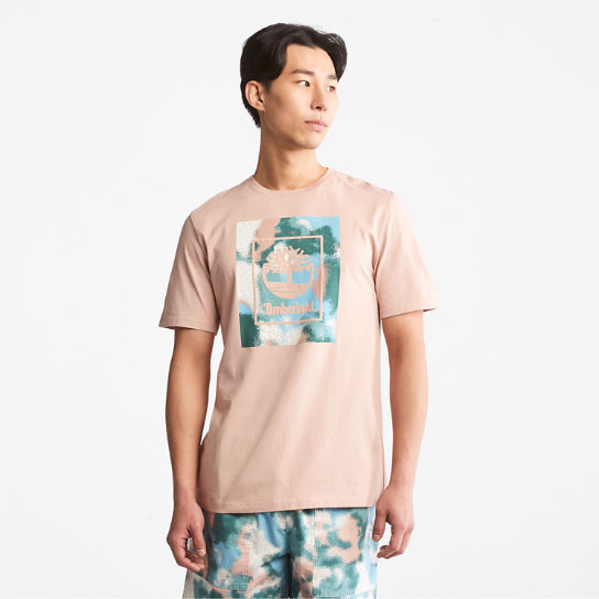 T-shirt da Uomo con Logo in Stile Storytelling in rosa | Timberland