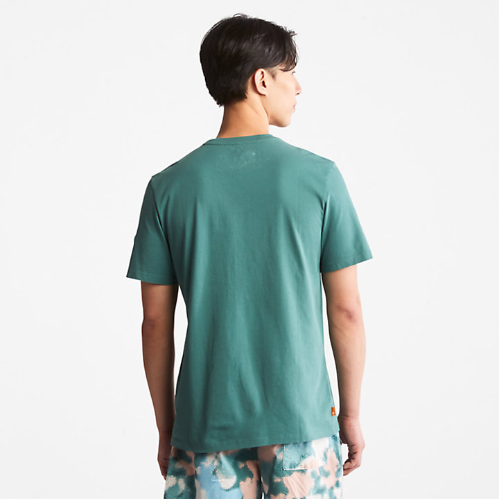 T-shirt da Uomo con Logo in Stile Storytelling in verde acqua-