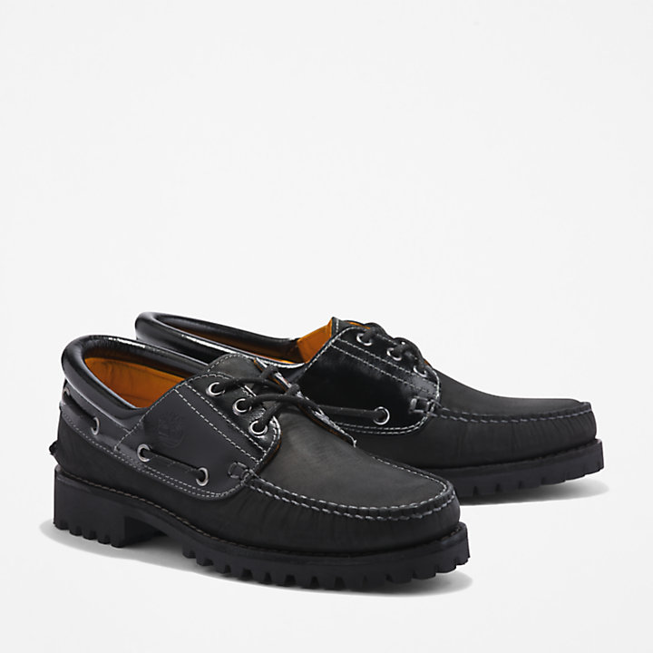 Sapato de Vela Cosido à Mão com 3 Ilhós Timberland® para Homem em preto-