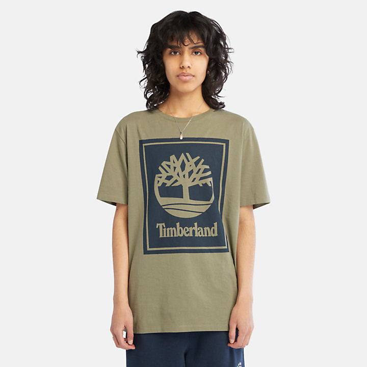 T-Shirt mit Baum-Logo für All Gender in Grün-