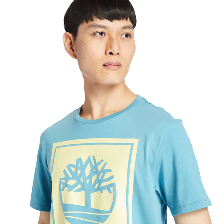 Camiseta con Logotipo Stack para Hombre en azul verdoso-
