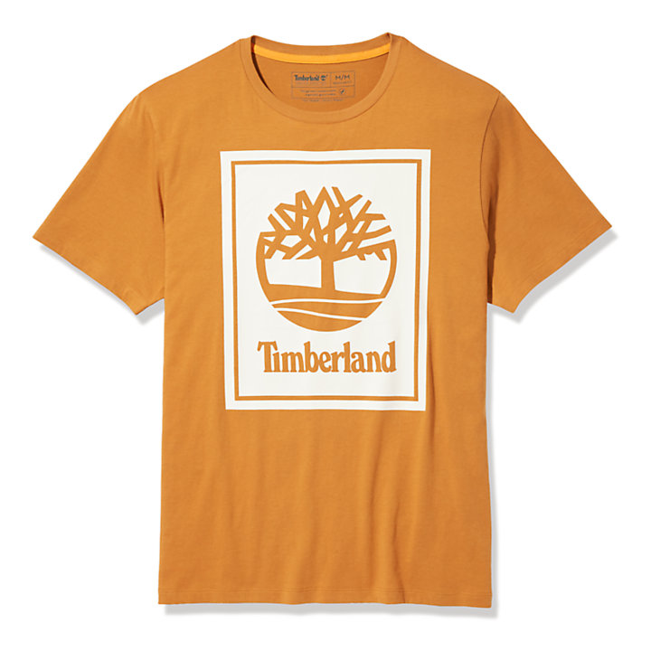T-shirt da Uomo Stack Logo in arancione/bianco-