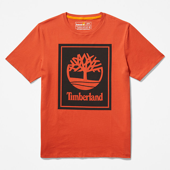 T-shirt à logo arbre pour unisexe en orange-