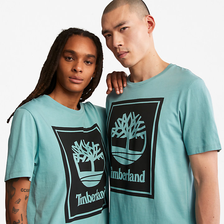 T-shirt à logo arbre pour unisexe en bleu sarcelle-