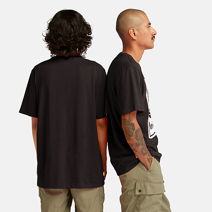 Camiseta unisex con logo vertical en negro