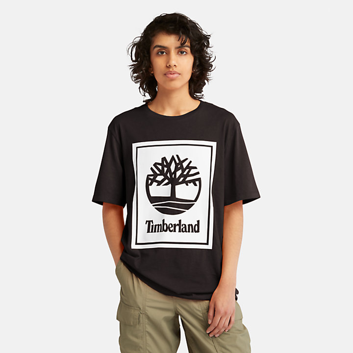 T-shirt Stack Logo Sem Género em preto-