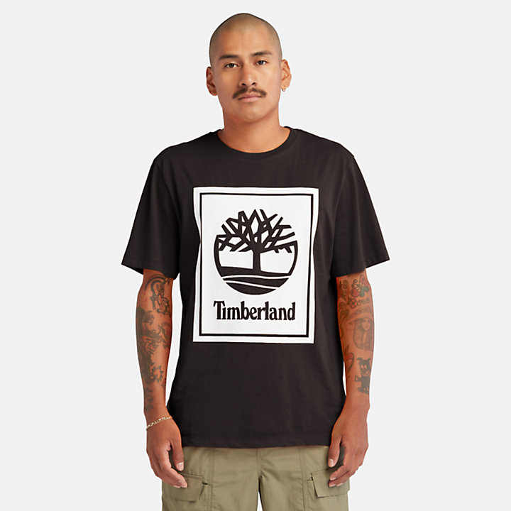 Camiseta con Logotipo Stack para Hombre en color negro/blanco-