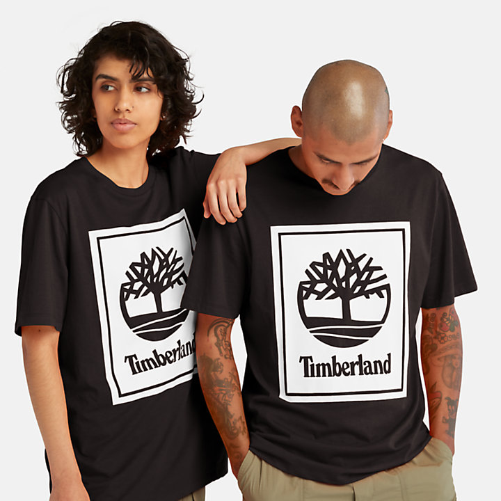 Uniseks Stack Logo T-shirt in zwart-