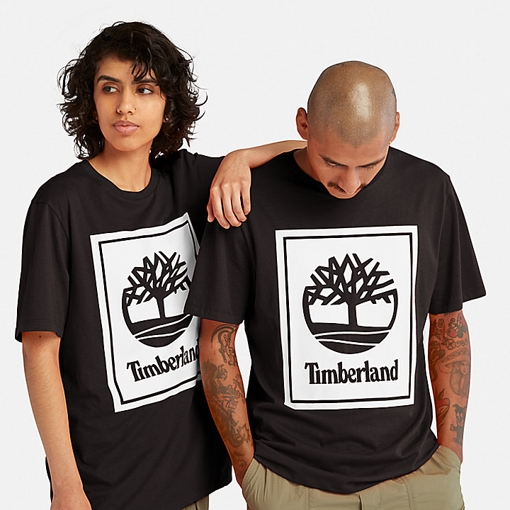 Camiseta unisex con logo vertical en negro