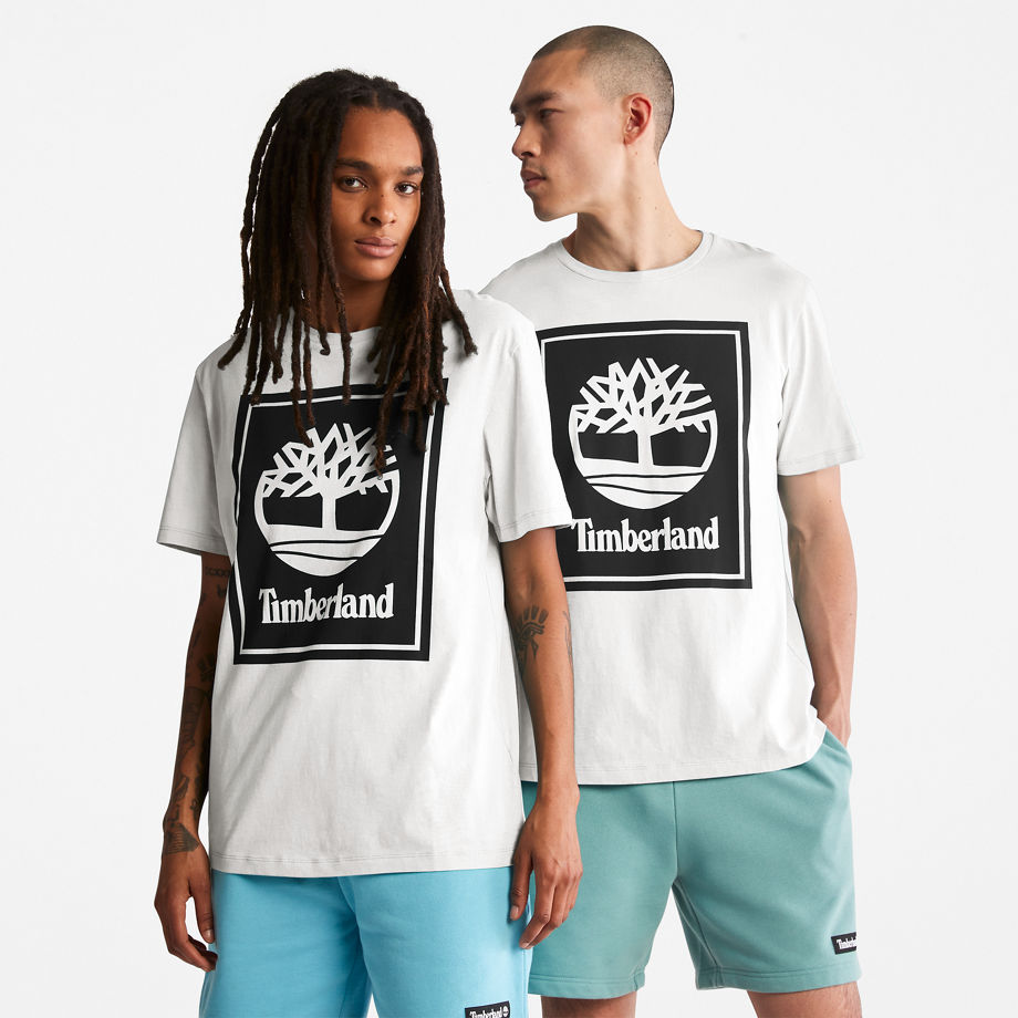 Timberland All Gender Stack T-shirt Mit Logo In Weiß Weiß Unisex