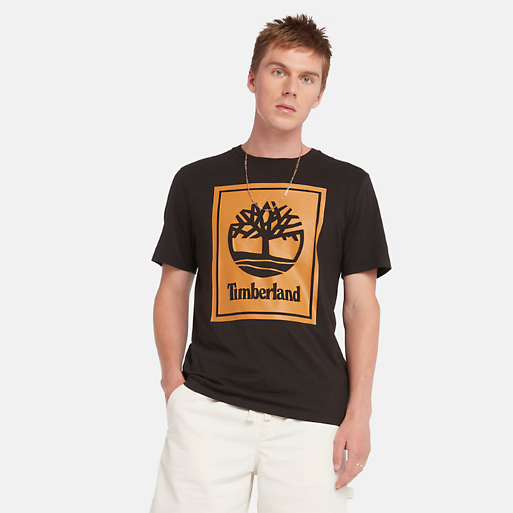 T-shirt à logo arbre pour unisexe en noir-
