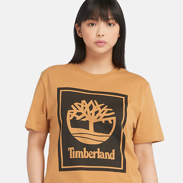 Stack Logo T-Shirt for All Gender in Orange/Black-