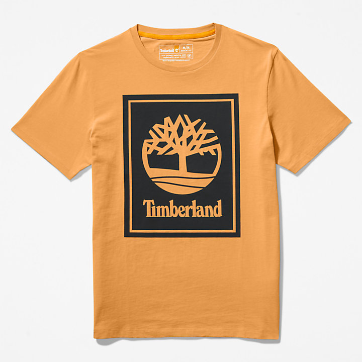 Stack Logo T-Shirt for Men in Orange/Black-