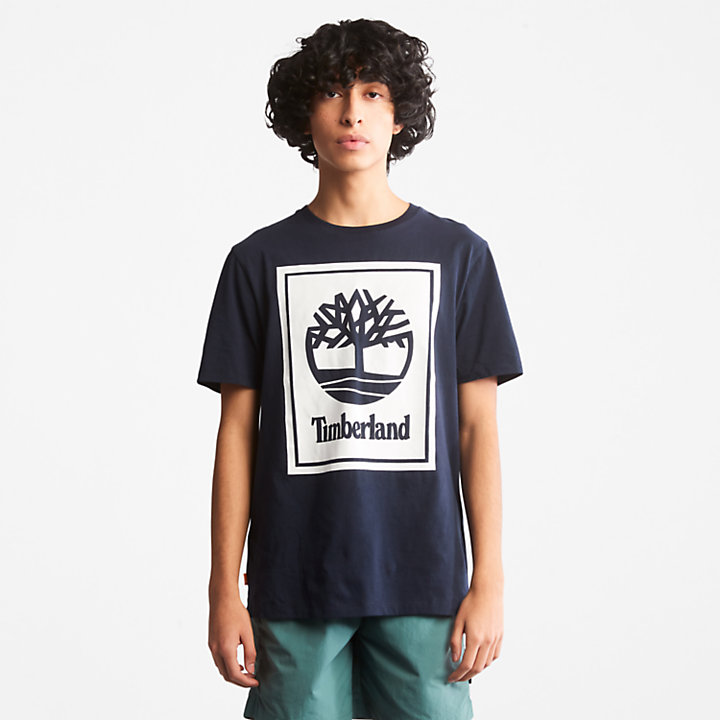 Tree Logo T-shirt voor heren in marineblauw-