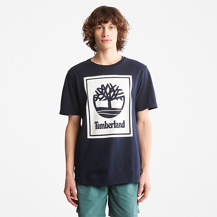 T-shirt da Uomo con Logo ad Albero in blu marino-