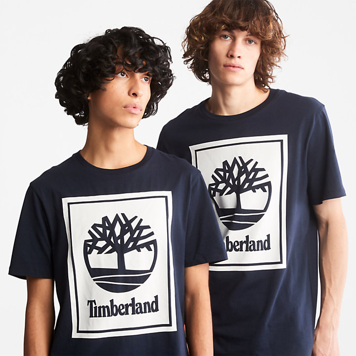 T-shirt à logo arbre pour unisexe en bleu marine-