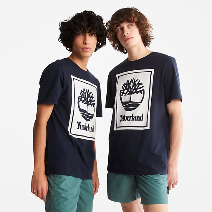 Tree Logo T-shirt voor uniseks in marineblauw-
