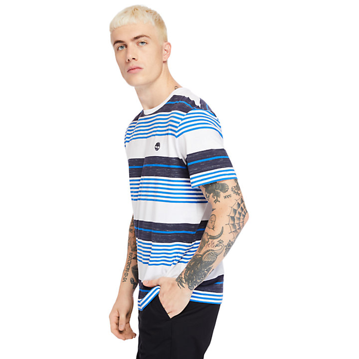 Wild Ammonoosuc River Striped T-Shirt for Men in Blue-