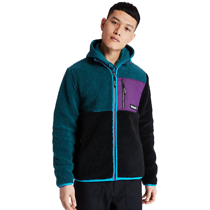 Colour-block Recycled Fleece Jacket for Men in Teal | Timberland