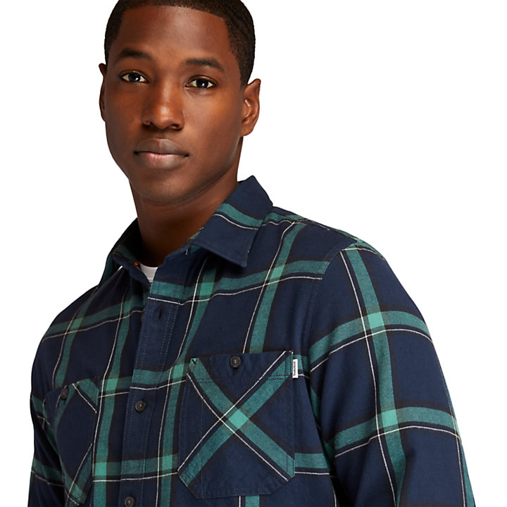 Chemise à carreaux en flanelle épaisse Nashua River pour homme en bleu-
