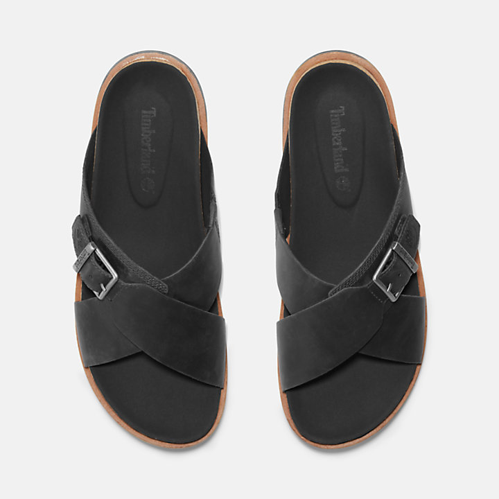 Amalfi Vibes Cross Strap Sandaal voor heren in zwart-