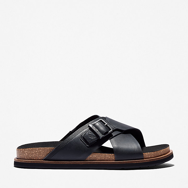 Amalfi Vibes Cross-strap Slide Sandal for Men in Black