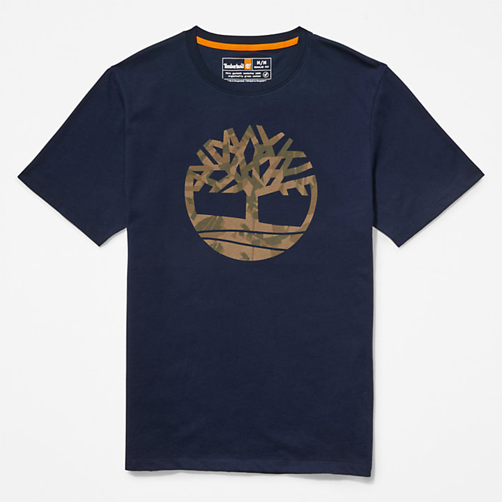 T-shirt camouflage avec logo pour homme en bleu marine-