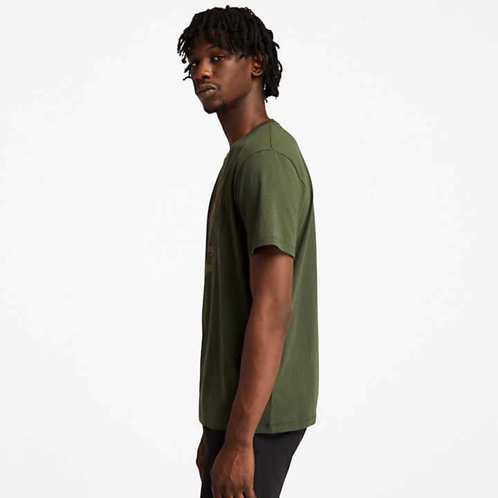 Camo Logo T-Shirt for Men in Dark Green-