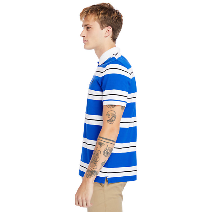 Millers River Striped Polo Shirt for Men in Blue-