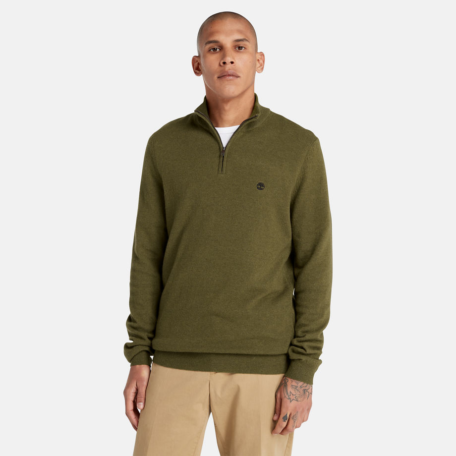 Timberland Cohas Brook Zip-neck Jumper For Men In Green Green, Size S