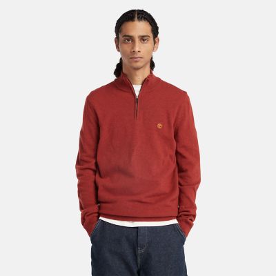 Timberland Cohas Brook Zip-neck Jumper For Men In Red Red