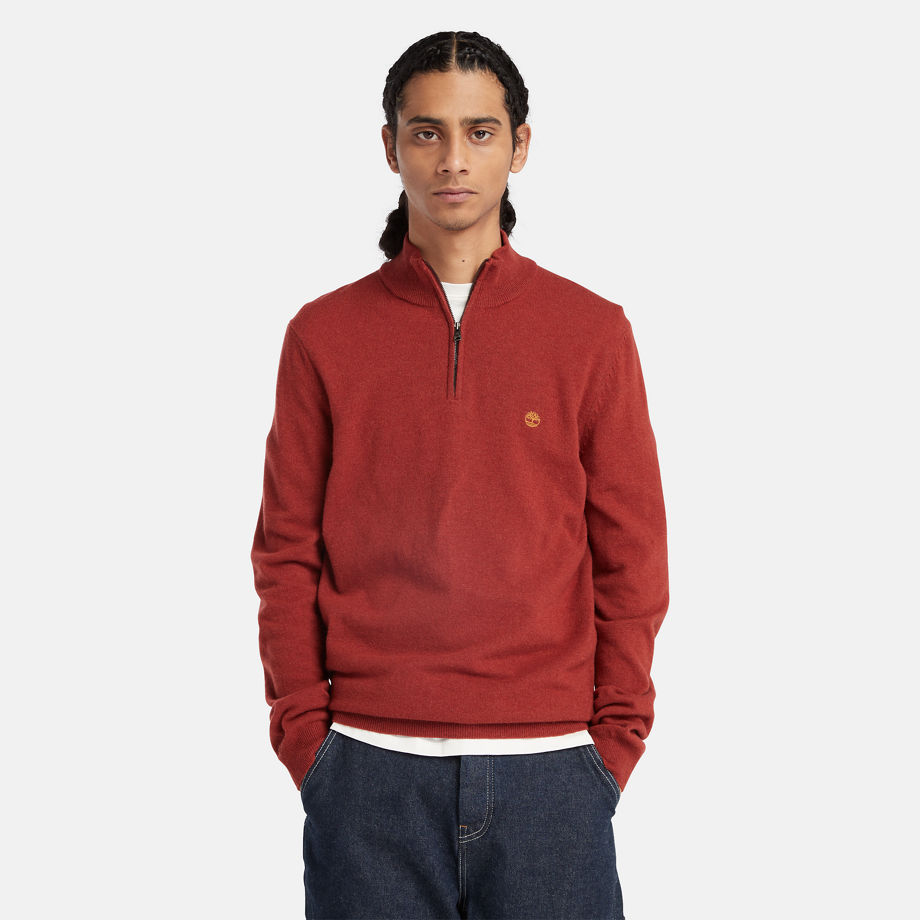 Timberland Cohas Brook Zip-neck Jumper For Men In Red Red, Size L