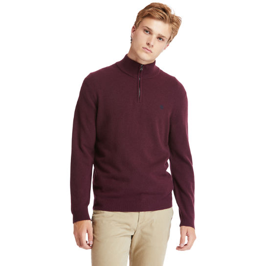 Cohas Brook Zip-neck Sweater for Men in Burgundy | Timberland