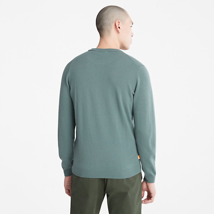 Jersey de lana merina Cohas Brook con cierre de cremallera para hombre en verde-