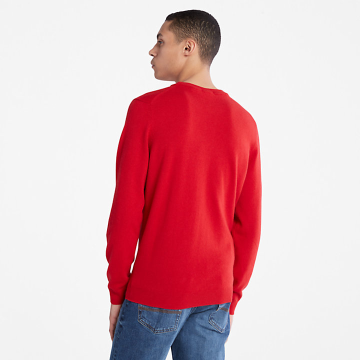 Jersey de lana merina Cohas Brook con cierre de cremallera para hombre en rojo-