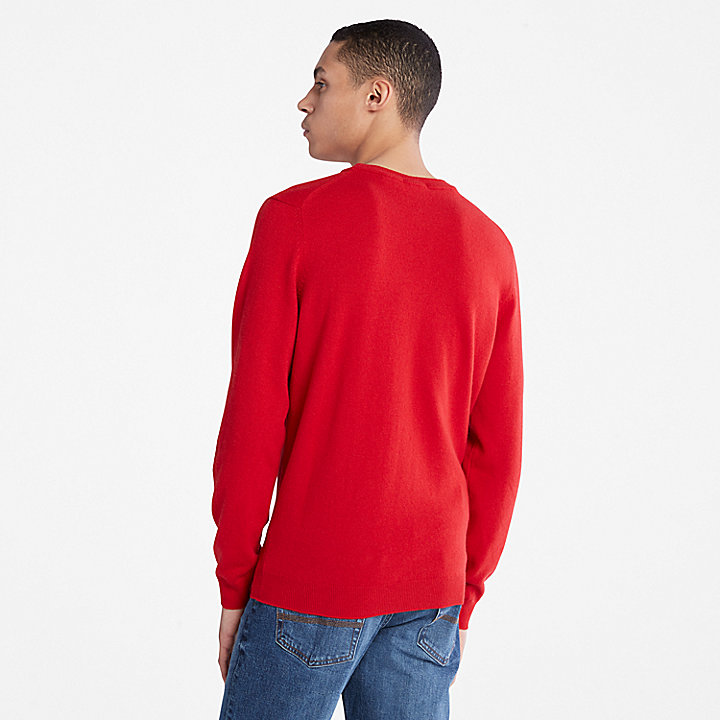 Jersey de lana merina Cohas Brook con cierre de cremallera para hombre en rojo