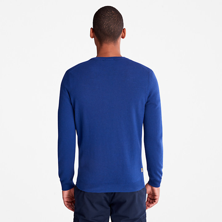 Jersey de lana merina Cohas Brook con cierre de cremallera para hombre en azul-