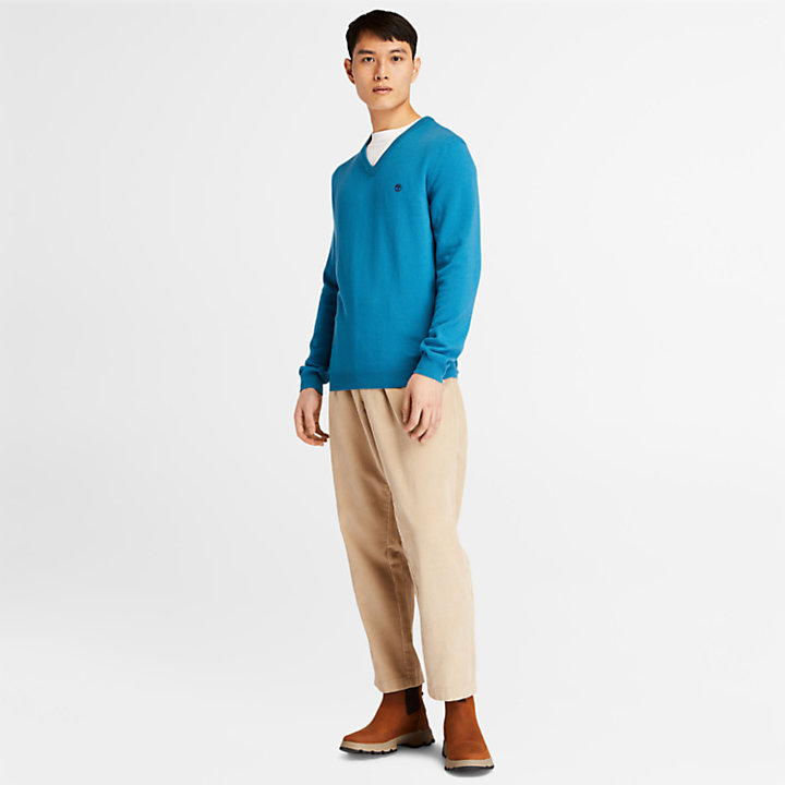 Cohas Brook V-Neck Sweater for Men in Blue-