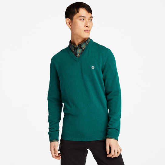 Cohas Brook V-Neck Sweater for Men in Green | Timberland