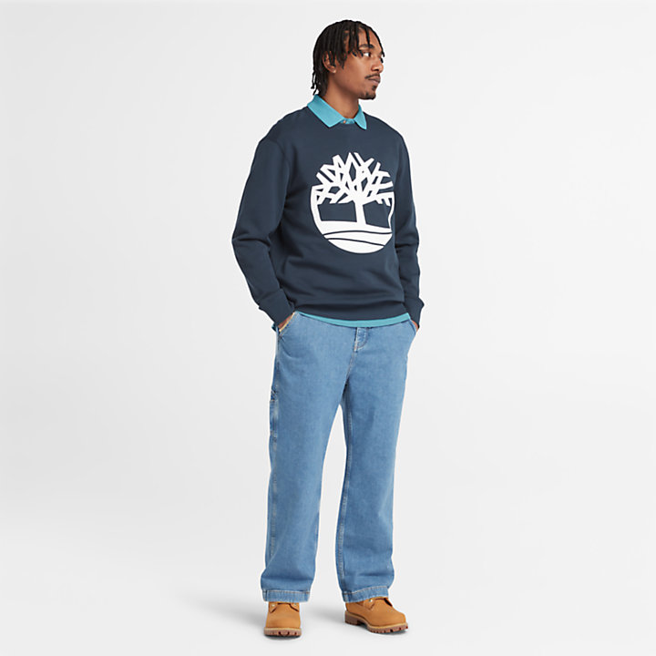 Core Sweatshirt met boomlogo voor heren in marineblauw-