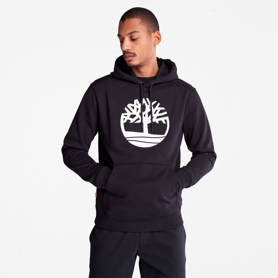 Timberland Core Tree Logo Hoodie For Men In Black Black