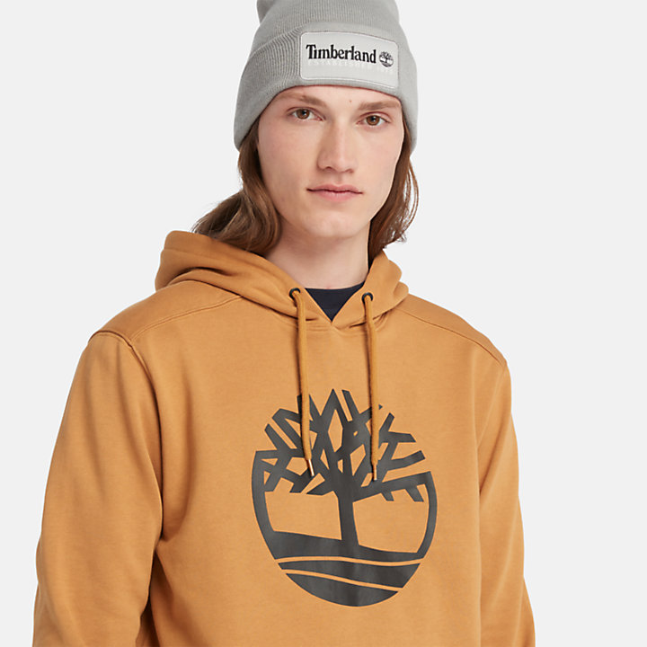 Sudadera con capucha y logotipo del árbol Timberland® para hombre en amarillo oscuro-
