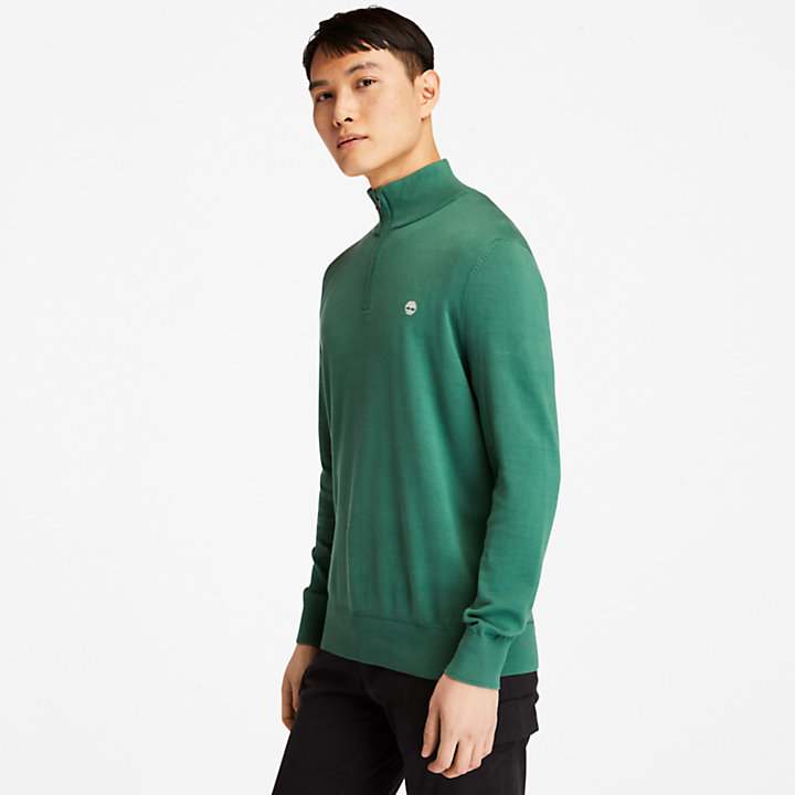 Williams River Zip-neck Sweater for Men in Green-