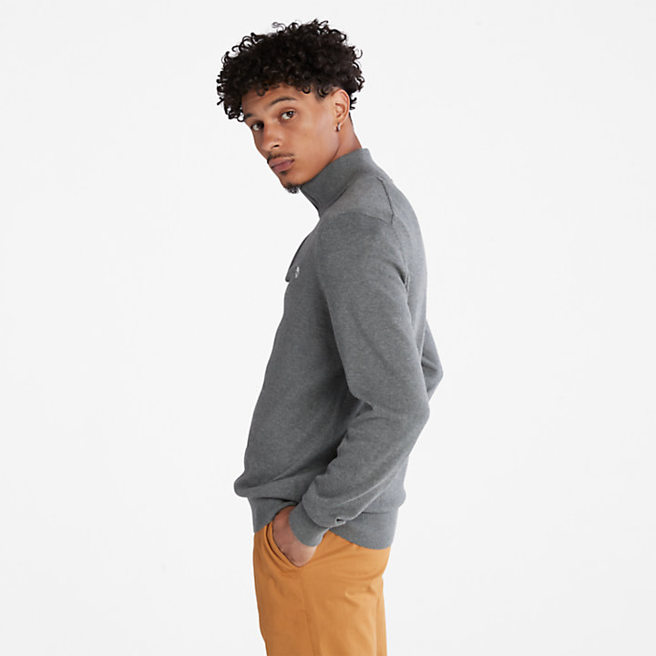 Williams River Zip-neck Sweater for Men in Dark Grey-