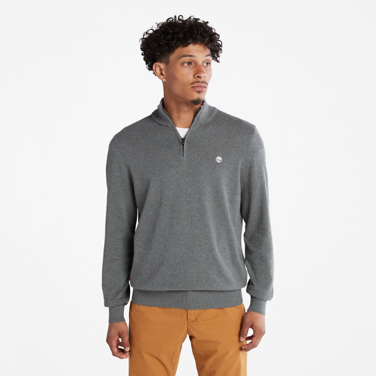 Williams River Zip-neck Sweater for Men in Dark Grey | Timberland