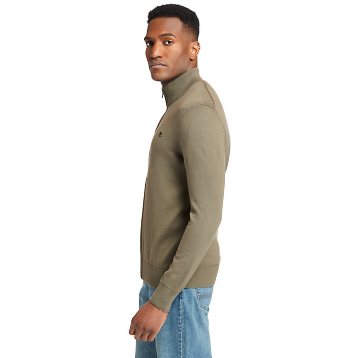 Williams River Full-Zip Sweater for Men in Dark Green-