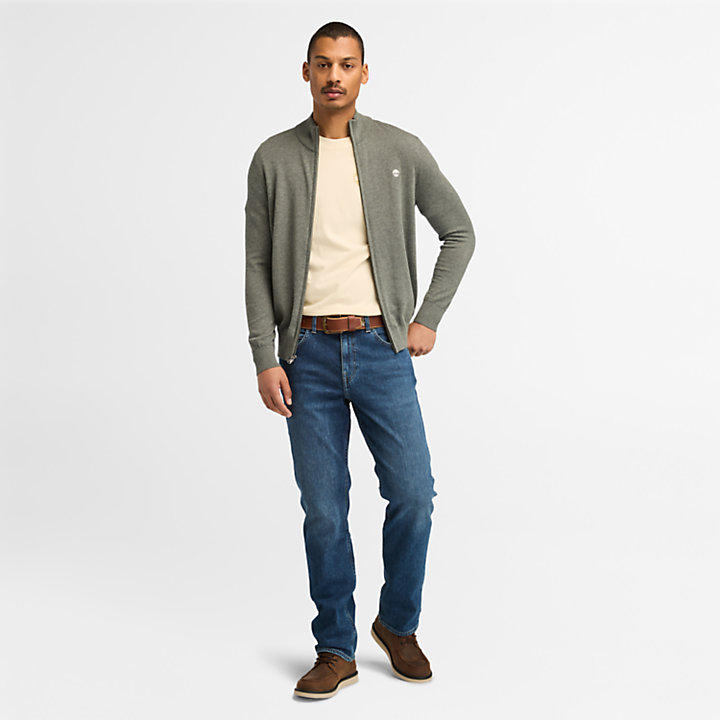 Williams River Organic Cotton Zip Sweater for Men in Grey-